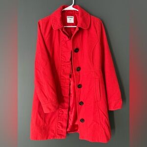 Unique Old Navy Women's Red Coat with Ruffle Detail
